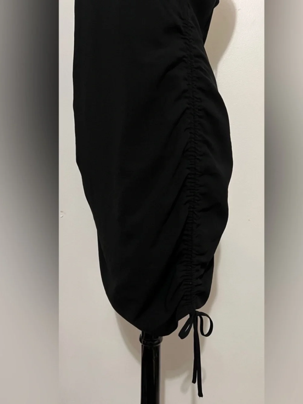 The East Order Gia Black Ruched Strappy Mini Dress Size L